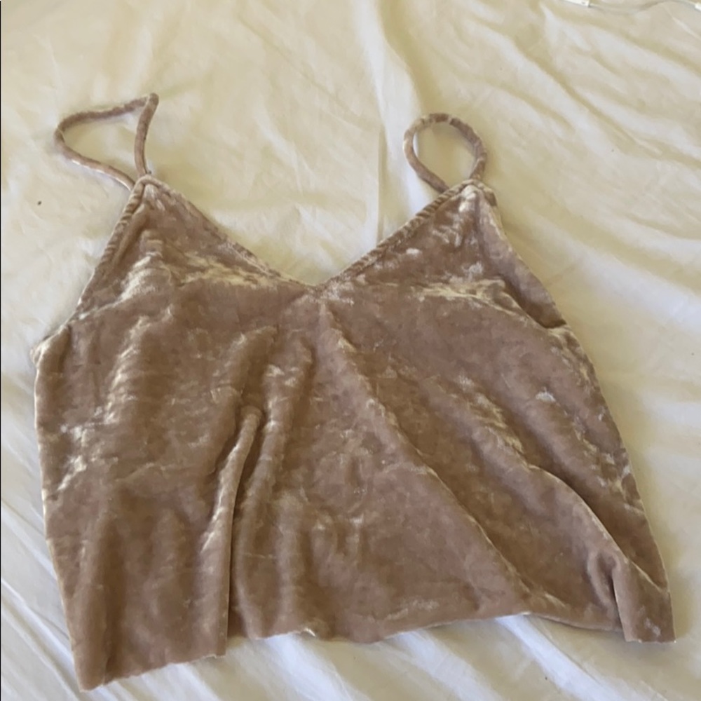 Velvet dusty pink crop top